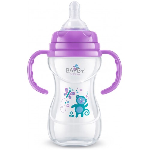 BAYBY BFB 6107 Kojenecká láhev s úchyty 240ml fialová 6m+ 42002147 BAYBY BFB 6107 Kojenecká láhev s úchyty 240ml fialová 6m+ 42002147