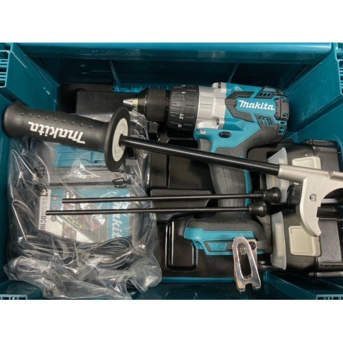VÝPRODEJ MAKITA DHP481RTJ Aku bezuhlíkový příklepový šroubovák Li-ion 18V 2x 5,0 Ah akku, Makpac POUŽITÉ!!
