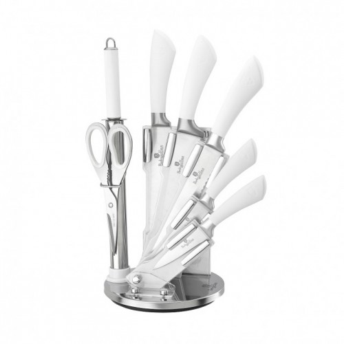 BERLINGERHAUS Sada nožů ve stojanu 8 ks, nerez, bílá rukojeť, Perfect Kitchen BH-ST8W