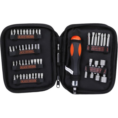 Black & Decker A7104 Sada bitů a nástrčných klíčů (56ks) s ráčnovým šroubovákem Black & Decker A7104 Sada bitů a nástrčných klíčů (56ks) s ráčnovým šroubovákem