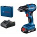 BOSCH GSR 185-LI Akumulátorový vrtací šroubovák, 1x 2 Ah, GAL 18V-20, kufr 06019K3001