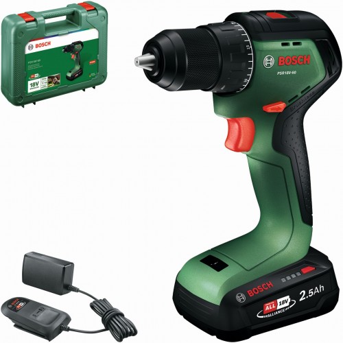 BOSCH PSR18V-60 Akumulátorový vrtací šroubovák, 1x2,5Ah, Kufr 06039D7201