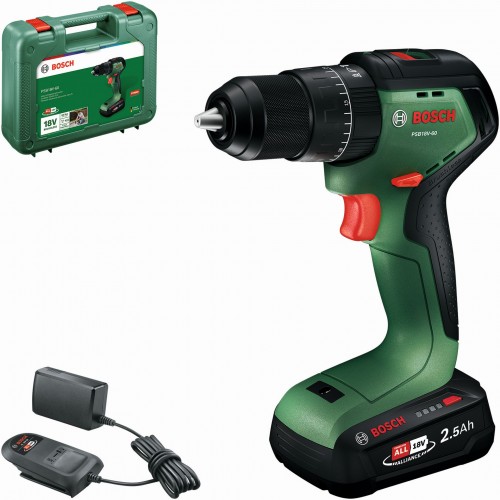 BOSCH PSB18V-60 Akumulátorový příklepový vrtací šroubovák, 1x2,5Ah, Kufr 06039D7301