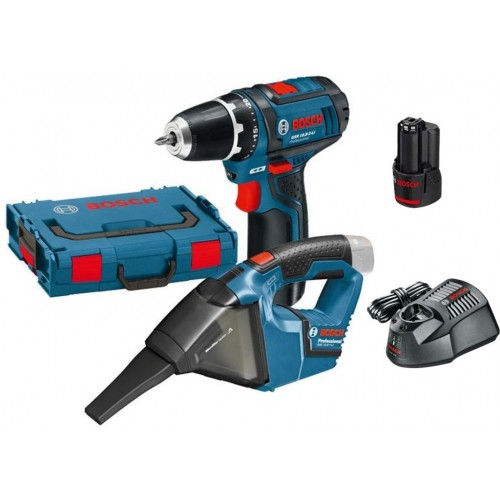 BOSCH GSR 12V-15 Aku vrtací šroubovák + GAS 18V Aku vysavač 0615990GE3