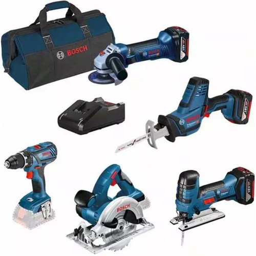 BOSCH sada: 18V: GSR + GST + GWS + GKS + GSA + 3 x GBA 4,0 Ah + GAL 0615990L59