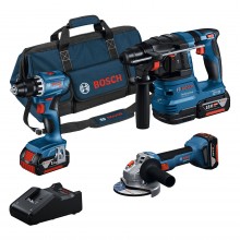BOSCH GSR+GWS+GBH+3× 4,0Ah+GAL 18V-40 PROFESSIONAL nářadí 18V sada 3 ks 0615A5007L