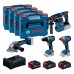 BOSCH PROFESSIONAL Sada GSR 18V-65 + GDX 18V-285 + GBH 18V-26 + GWS 18V-11 0615A500BJ