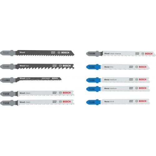 BOSCH Sada pilových plátků pro přímočaré pily Wood and Metal, 10 ks 2607012071