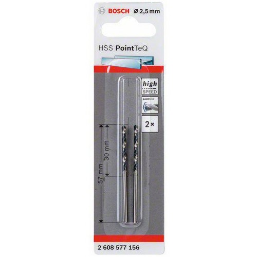 BOSCH Spirálový vrták HSS PointTeQ 2,5 x 30 mm, 2ks 2608577156