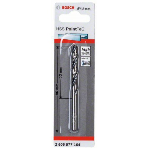 BOSCH Spirálový vrták HSS PointTeQ 4,8 x 52 mm, 1ks 2608577164