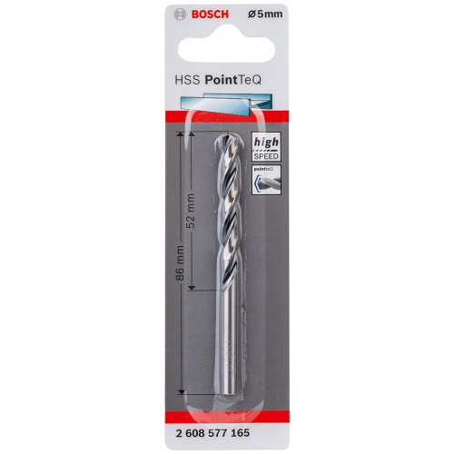 BOSCH Spirálový vrták HSS PointTeQ 5,0 x 52 mm, 1ks 2608577165