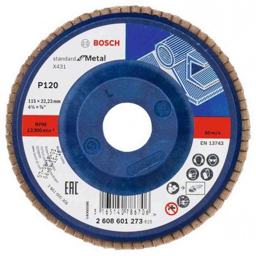 BOSCH Lamelový brusný kotouč X431, Standard for Metal, 115 mm, 22,23 mm, 120 2608601273