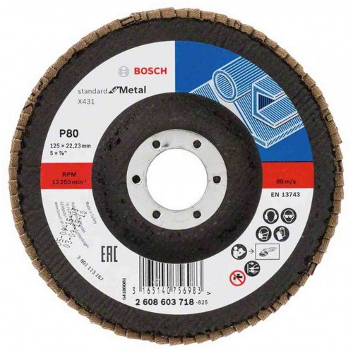 BOSCH Lamelový brusný kotouč X431, Standard for Metal, 125 mm, 22,23 mm, 80 2608603718