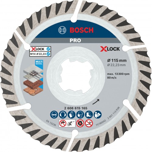 BOSCH Diamantový kotouč PRO Multi Material, 115 x 22,23 mm, X-Lock, 2 ks 2608615285 BOSCH Diamantový kotouč PRO Multi Material, 115 x 22,23 mm, X-Lock, 2 ks 2608615285