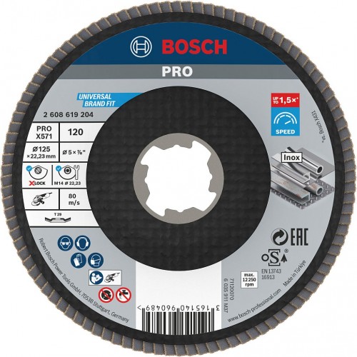 BOSCH X-LOCK Best for Metal Lamelový brusný kotouč X571, 125x22,23mm, G120, 2608619204