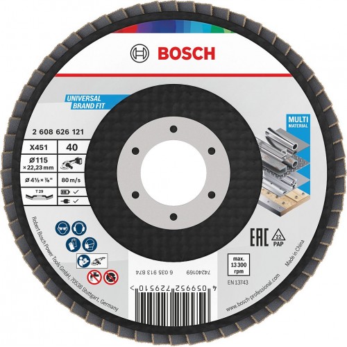 BOSCH Lamelový brusný kotouč X451, 115 × 22,23 mm, G40, T29, 2608626121