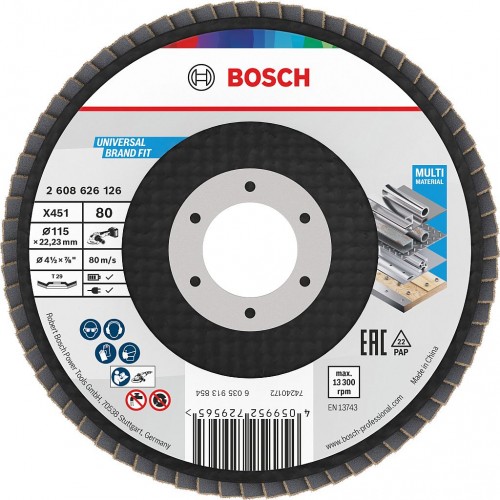 BOSCH Lamelový brusný kotouč X451, 115 × 22,23 mm, G80, T29, 2608626126