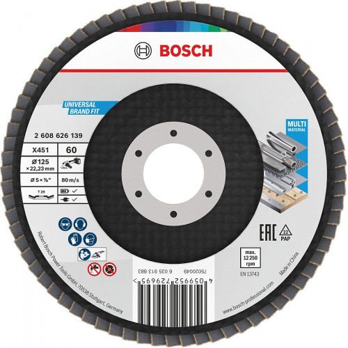 BOSCH Lamelový brusný kotouč X451, 125 × 22,23 mm, G60, T29 2608626139