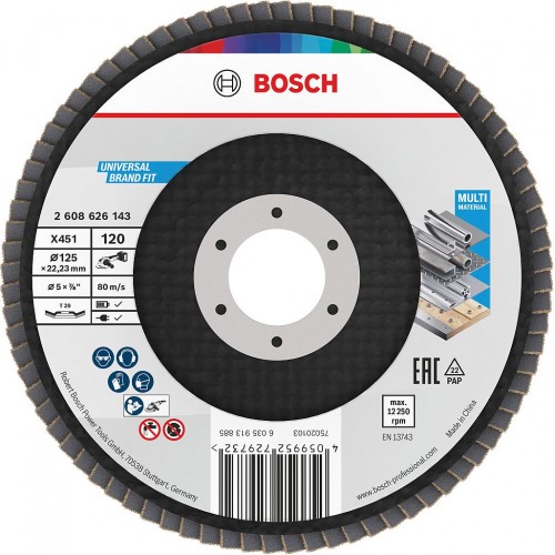 BOSCH Lamelový brusný kotouč X451, 125 × 22,23 mm, G120, T29 2608626143