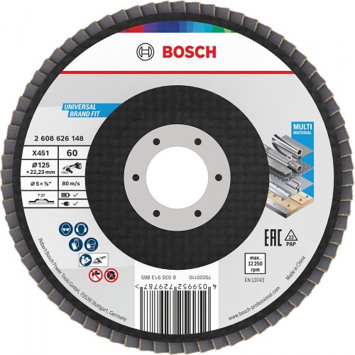 BOSCH Lamelový brusný kotouč X451, 125 × 22,23 mm, G60, T27 2608626148