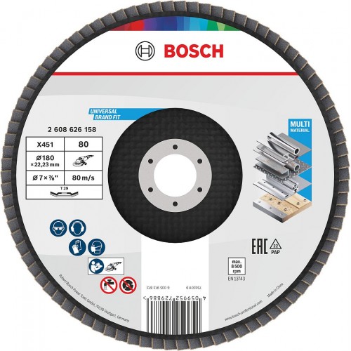 BOSCH Lamelový brusný kotouč X451, 180 × 22,23 mm, G80, T29 2608626158