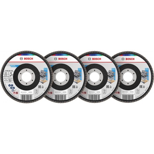 BOSCH Sada lamelových brusných kotoučů X451, 115×22,23 mm, G40; 60; 80; 120, T27 608626165