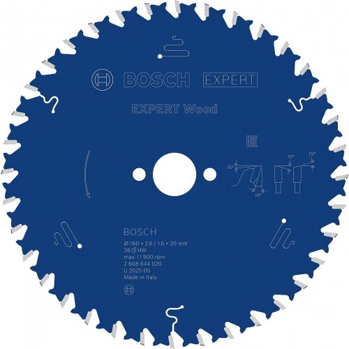 BOSCH Pilový kotouč EXPERT Wood, 160 × 2,6/1,6 × 20 mm, T36 2608644020