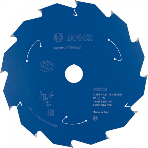 BOSCH Pilový kotouč pro aku pily; Expert for Wood 165x20x1,5/1x12T 2608644506