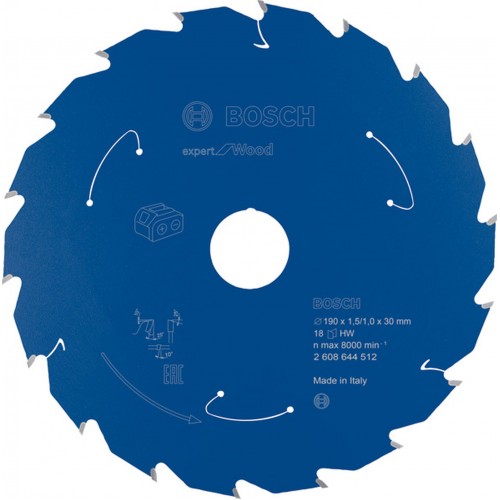 BOSCH Expert for Wood Pilový kotouč pro akumulátorové pily, 190×1,5/1×30 T18 2608644512