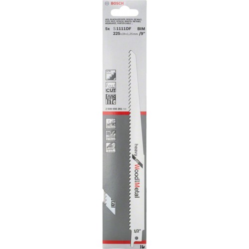BOSCH Pilový plátek do pily ocasky S 1111 DF Heavy for Wood and Metal 5ks 2608656261 BOSCH Pilový plátek do pily ocasky S 1111 DF Heavy for Wood and Metal 5ks 2608656261