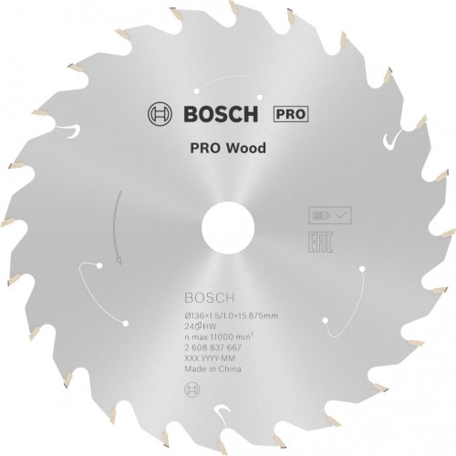 BOSCH Pilový kotouč pro aku pily; Standard for Wood 136x15,875x1,5/1,0x24T 2608837667