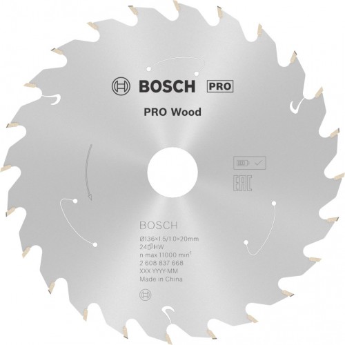 BOSCH Pilový kotouč pro aku pily; Standard for Wood 136x20x1,5/1,0x24T 2608837668