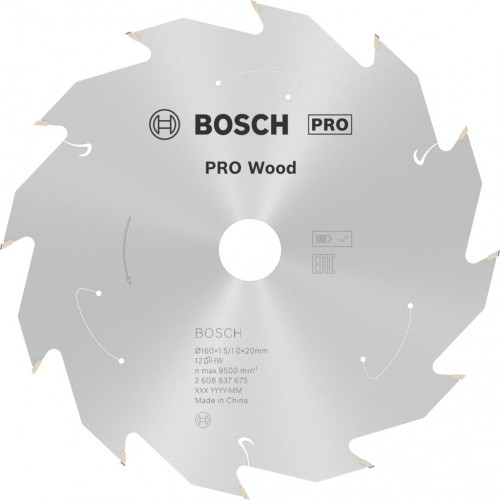 BOSCH Pilový kotouč pro aku pily; Standard for Wood 160x20/15,875x1,5/1,0x12T 2608837675