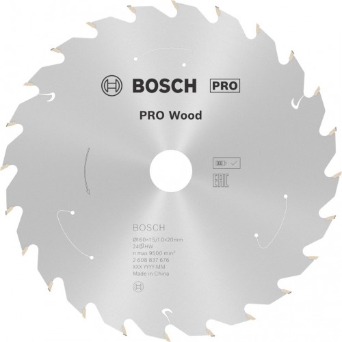 BOSCH Pilový kotouč pro aku pily; Standard for Wood 160x20/15,875x1,5/1,0x24T 2608837676