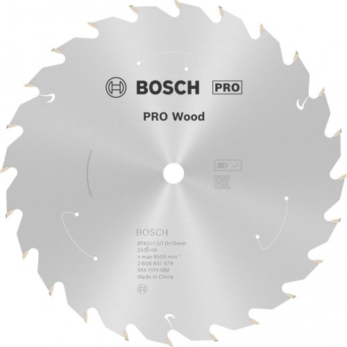 BOSCH Pilový kotouč pro aku pily; Standard for Wood 165x10x1,5/1,0x24T 2608837679