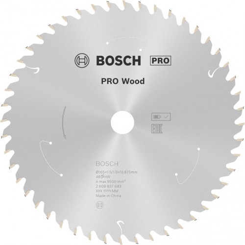 BOSCH Pilový kotouč pro aku pily; Standard for Wood 165x15,875x1,5/1,0x48T 2608837683