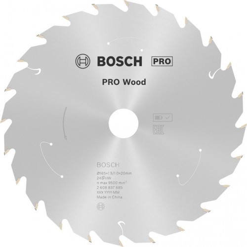 BOSCH Pilový kotouč pro aku pily; Standard for Wood 165x20x1,5/1,0x24T 2608837685