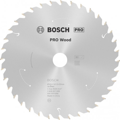BOSCH Pilový kotouč pro aku pily; Standard for Wood 165x20/16x1,5/1,0x36T 2608837686