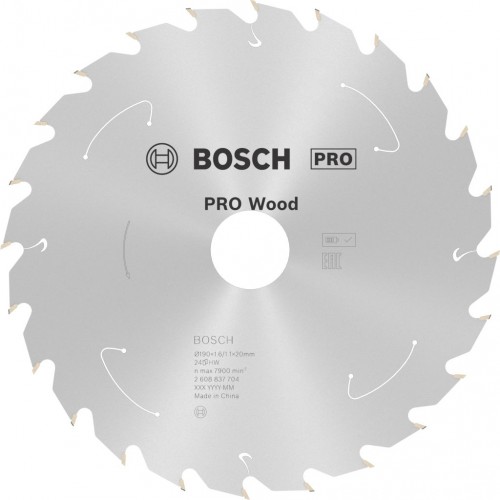 BOSCH Pilový kotouč pro aku pily; Standard for Wood 190x20x1,6/1,1x24T 2608837704