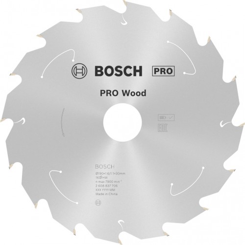 BOSCH Pilový kotouč pro aku pily; Standard for Wood 190x30/20x1,6/1,1x16T 2608837706