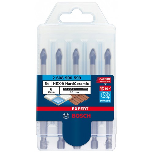 BOSCH Vrtáky do střešních tašek EXPERT HEX-9 HardCeramic, 6 mm, 5 ks 2608900599