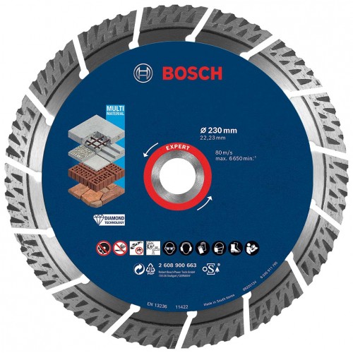 BOSCH Diamantový dělicí kotouč EXPERT MultiMaterial 230 × 22,23 × 2,4 × 15 mm 2608900663