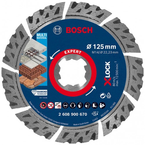 BOSCH Diamantový dělicí kotouč EXPERT MultiMaterial X-LOCK 125 × 22,23 × 2,4 × 12 mm 2608900670