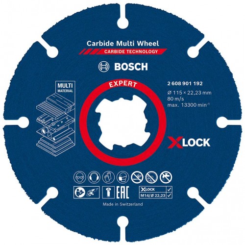 BOSCH Víceúčelové řezné kotouče EXPERT Carbide Multi Wheel X-LOCK 115 mm, 22,23 mm 2608901192