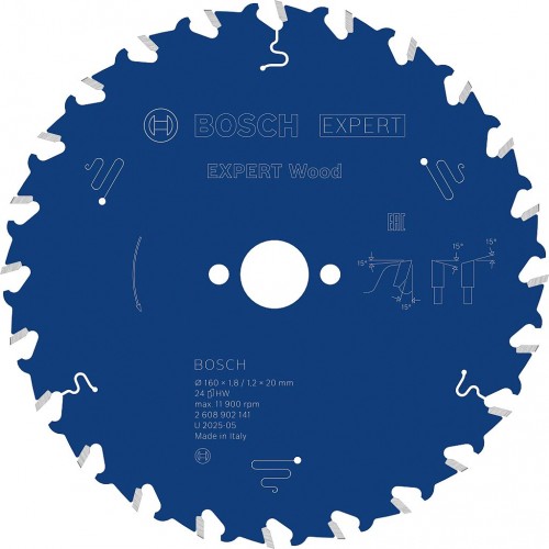 BOSCH Pilový kotouč EXPERT Wood, 160 × 1,8/1,2 × 20 mm, T24 2608902141