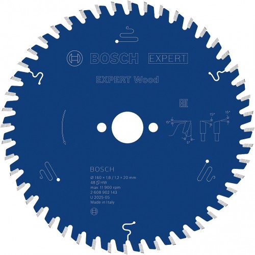 BOSCH Pilový kotouč EXPERT Wood, 160 × 1,8/1,2 × 20 mm, T48 2608902143