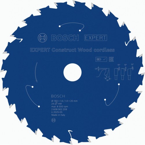 BOSCH EXPERT Construct Wood cordless Pilový kotouč, 160 × 1,6/1 × 20 mm, T24 2608902209