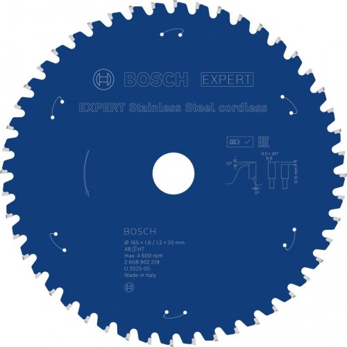 BOSCH EXPERT Stainless Steel cordless Pilový kotouč, 165 × 1,6/1,2 × 20 mm, T48 2608902219