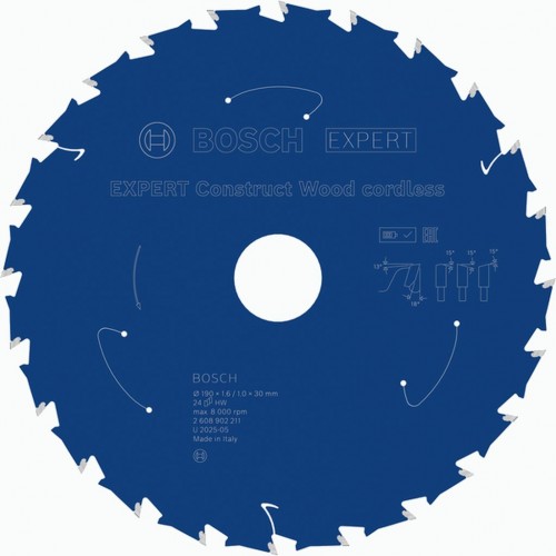 BOSCH EXPERT Construct Wood cordless Pilový kotouč, 190 × 1,6/1 × 30 mm, T242608902211