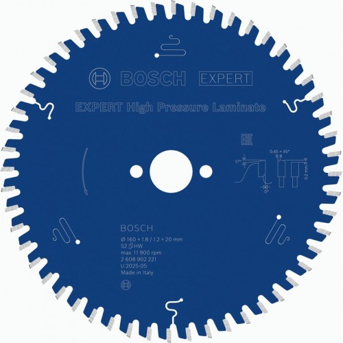 BOSCH EXPERT High Pressure Laminate Pilový kotouč, 160 × 1,8/1,2 × 20 mm, T52 2608902221